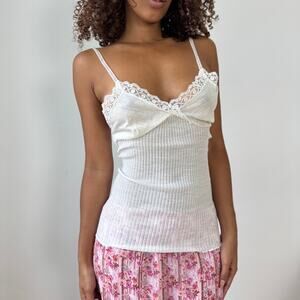 Vintage Italian Pura Lana Lace-Trim Knit Cami (M)